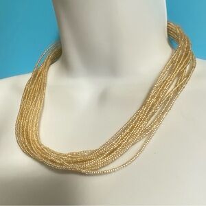 Shiny Gold Seed Beads Multi-Strand Necklace